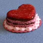 Dollhouse Miniature Cake, Valentine, Red